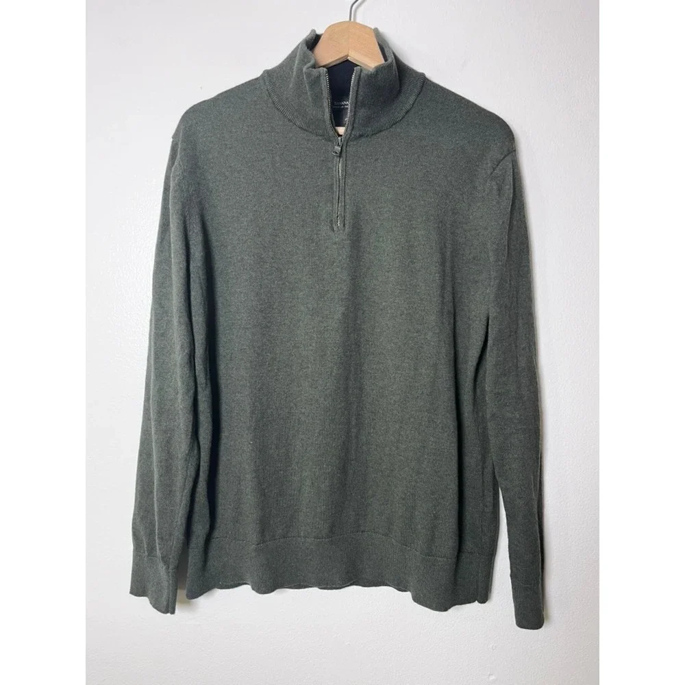 Banana Republic Men's 1/4 Zip Sweater Cotton Cashmere in Green size large